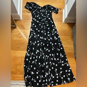 Self-Portrait Floral Off the Shoulder Silk Dress with Slit Size 2